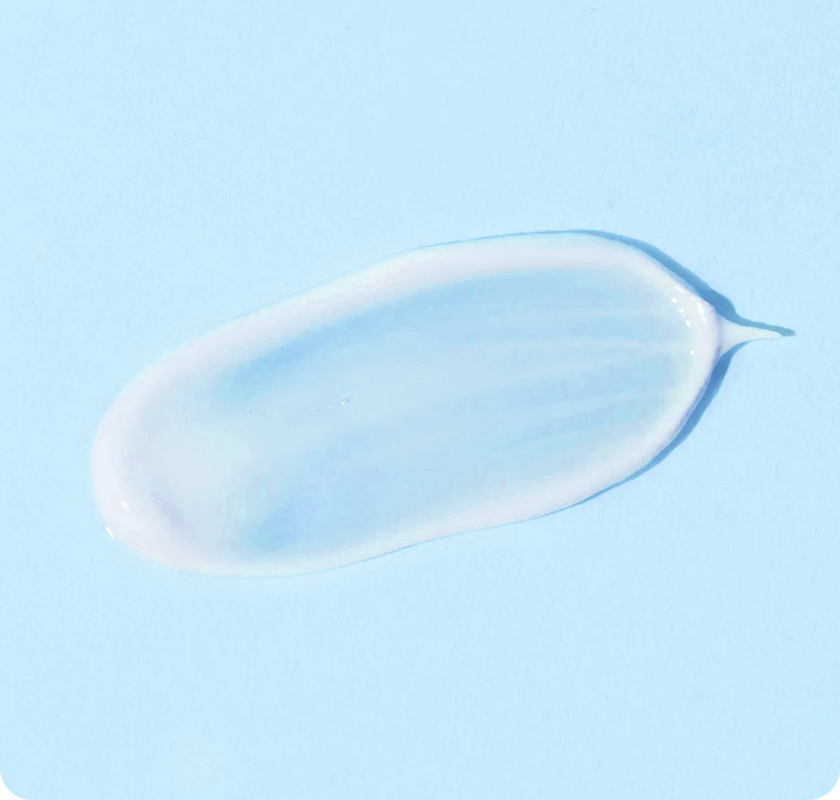Close-up of a clear gel smear on a light
blue background​