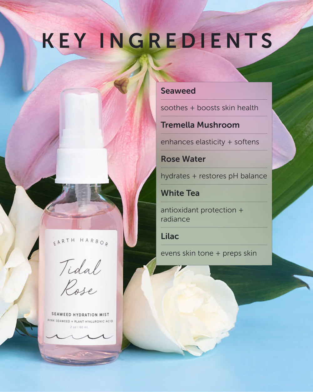 TIDAL ROSE Seaweed Hydration Mist - Earth Harbor Naturals