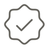 Quality guarantee icon or verified badge icon.